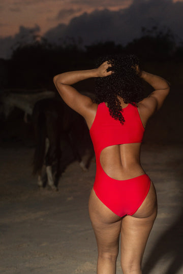 Scarlet cut-out suit