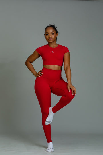 Stillness high waisted leggings (pomegranate)