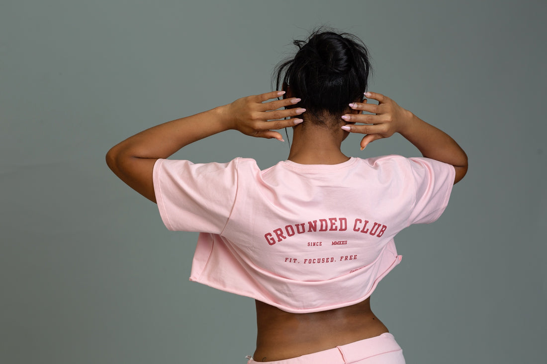 Grounded club oversized cropped tees (pastel pink)