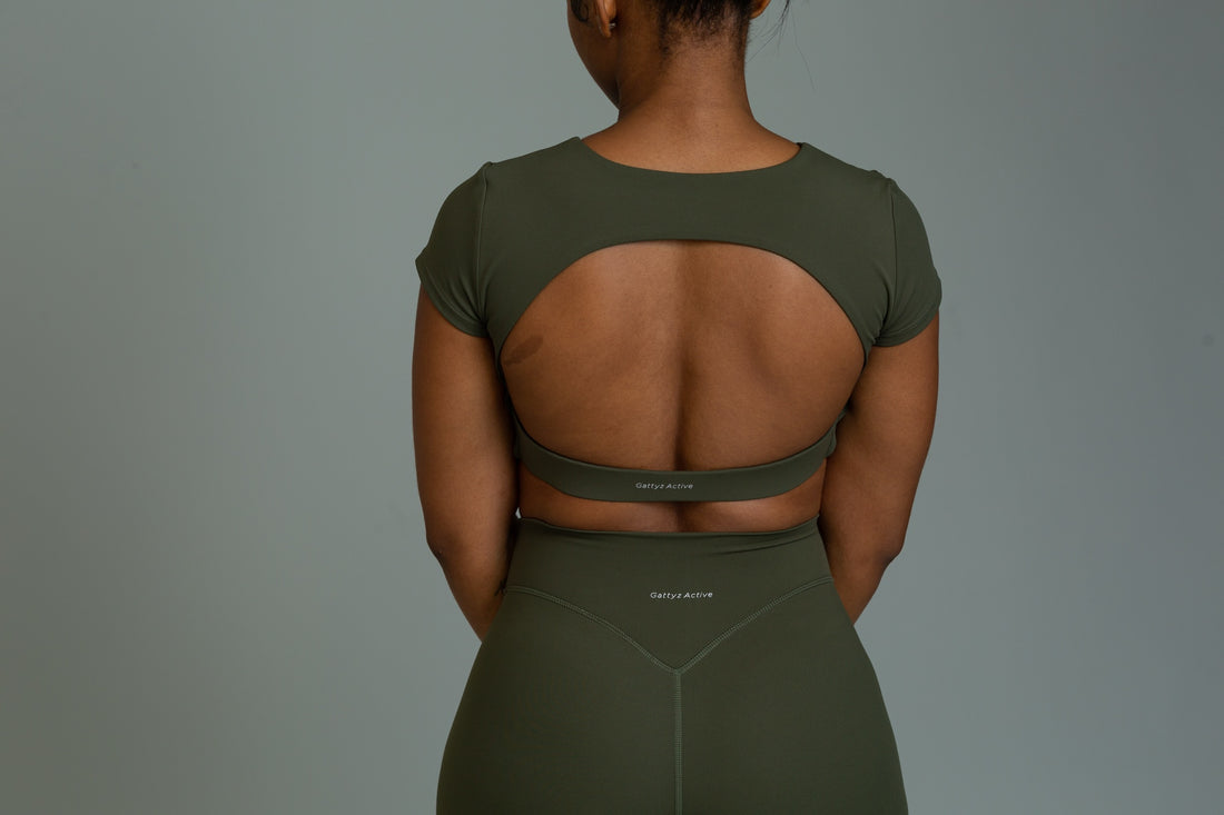 Open back cropped tees (olive)
