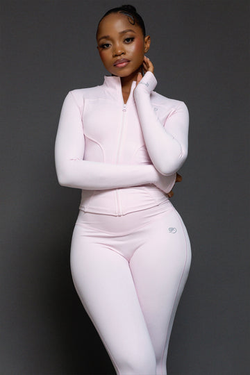 Evolve zip-up jacket + leggings set (blush)