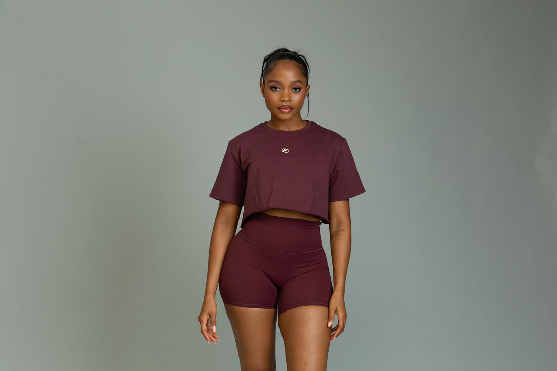 Grounded club cropped tees (mulberry)